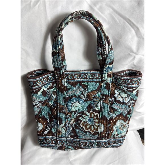Vera Bradley Large Vera Tote Bag in "Java Blue" Retired Pattern Shoulder Bag EUC - Picture 6 of 8